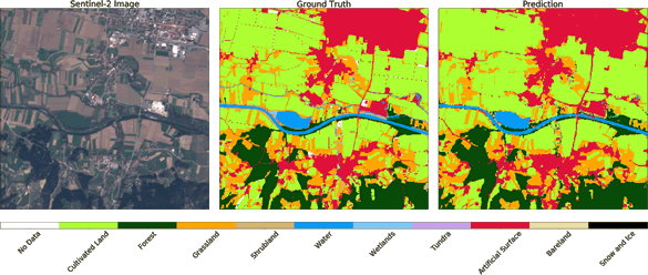 Land-cover classification by AI.