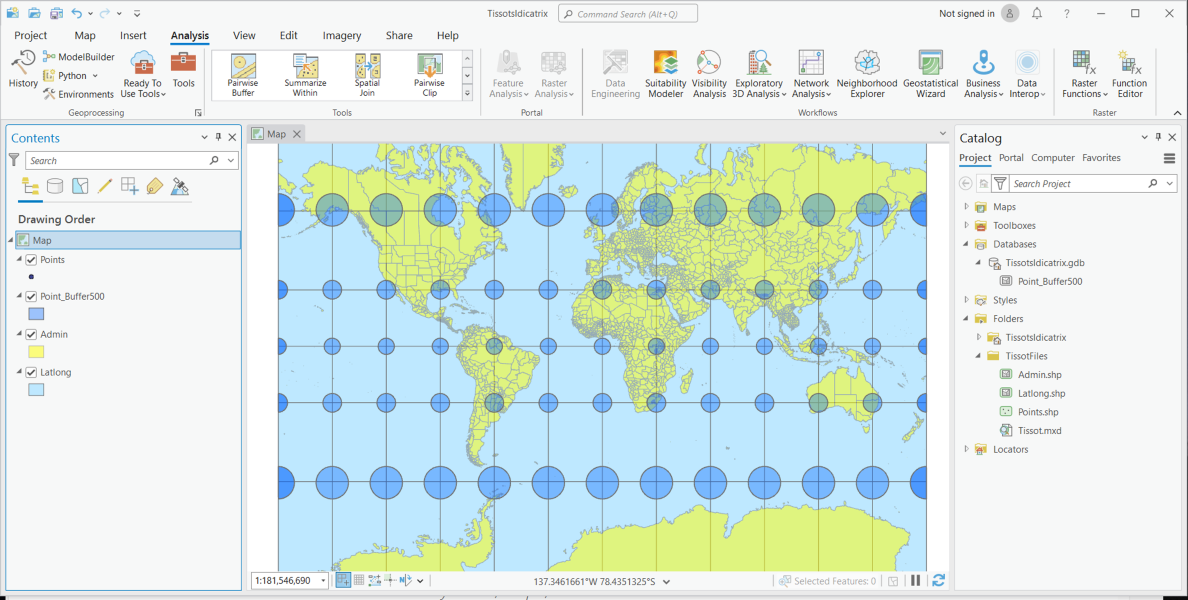 Mercator  (world) - Tissot indicatrix.