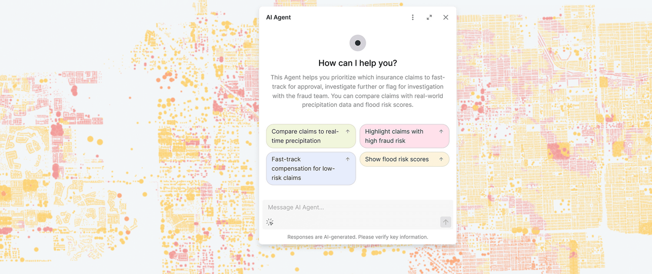 AI agents can assist in prioritising insurance claims, thereby positively impacting the value chain of insurance companies (for example the <a href='https://carto.com/ai-agents' target='_blank'>CARTO AI Agent</a>.