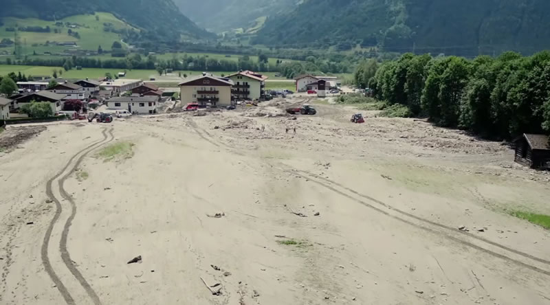 Heavy mud buildup following a mudslide.